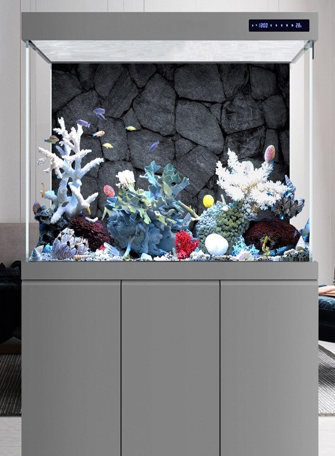 AWERT 48x24 inches Dark Grey Rock Aquarium Background Stone Fish Tank Background Rocky Terrarium Background Polyester Background - Image 5